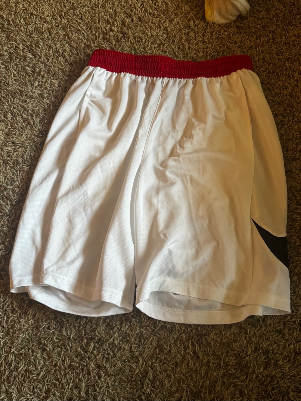 Nike White Basketball Shorts with Red Elastic Waistband